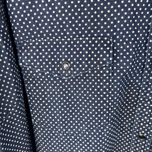 Sz XXL Gap 1969 Denim Polka Dot Snap Closure Button Up Shirt $60 MSRP - Picture 6 of 9